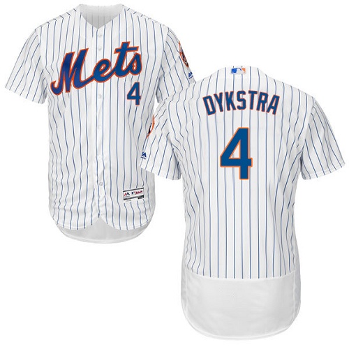 Mets #4 Lenny Dykstra White(Blue Strip) Flexbase Authentic Collection Stitched MLB Jersey - Click Image to Close